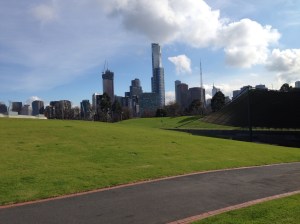 Finding hills to walk not far from home! The Melbourne Botanic gardens have provided a good training ground for our walk. 