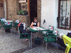 Enjoying the first break of the day.