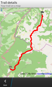 A map of today's walk from Orrison to Roncavelles. All up about 17.7km